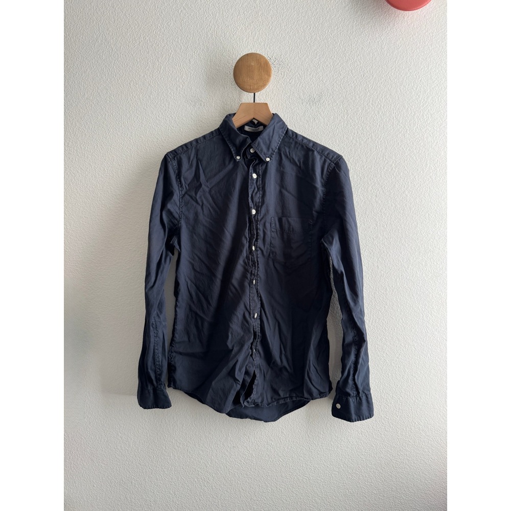 Gant Rugger Archive Oxford Slim Fit Navy Blue Button Down Shirt Mens Small